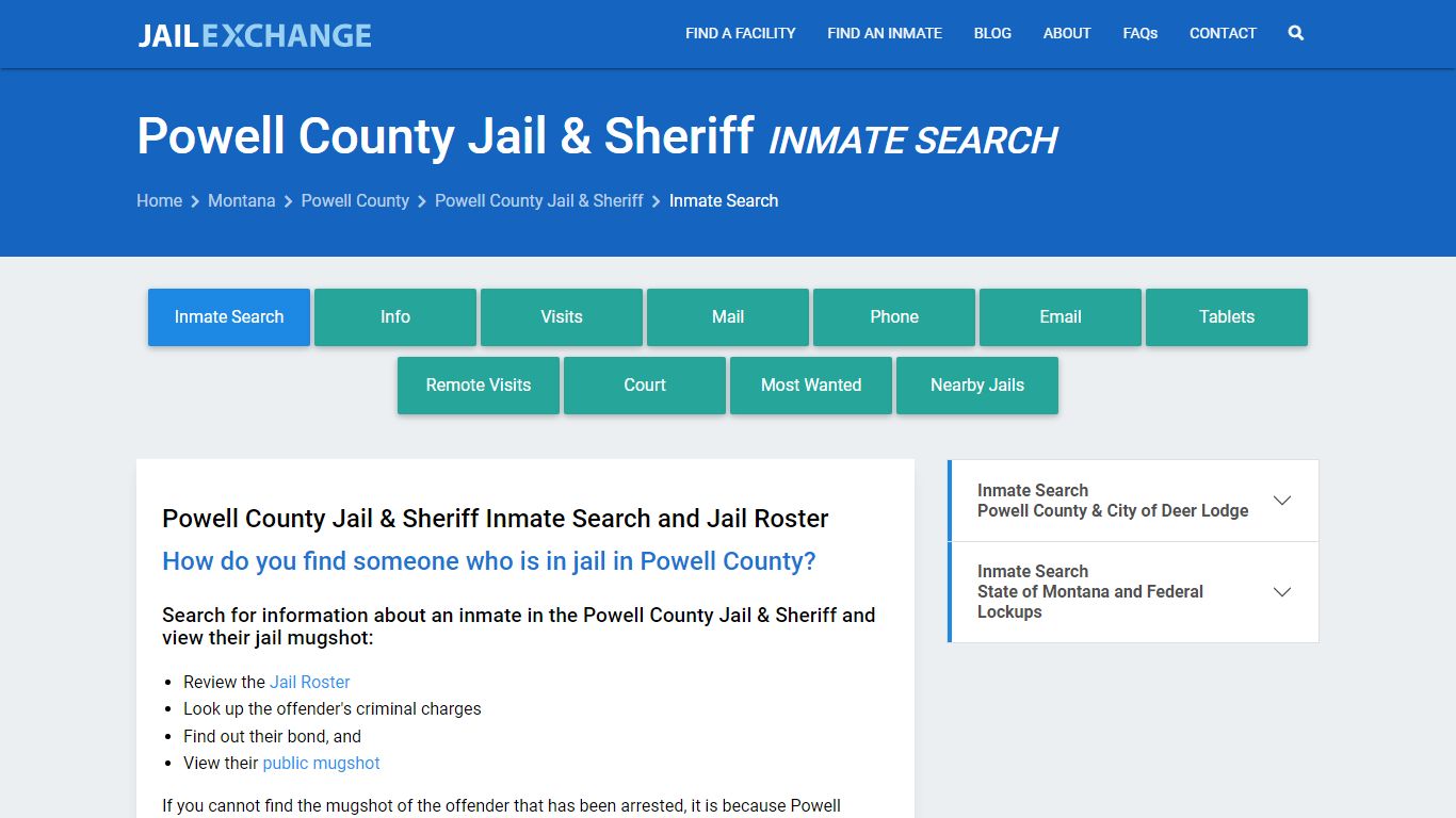 Inmate Search: Roster & Mugshots - Powell County Jail & Sheriff, MT