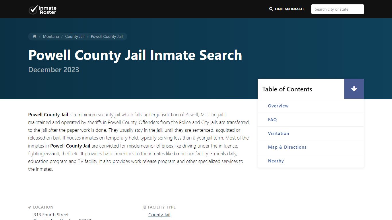 Inmate Search | Powell County Jail - Deer Lodge, MT